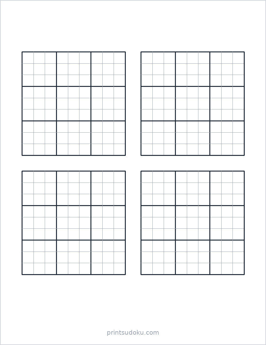 Templat Sudoku kosong untuk dicetak (PDF percuma)