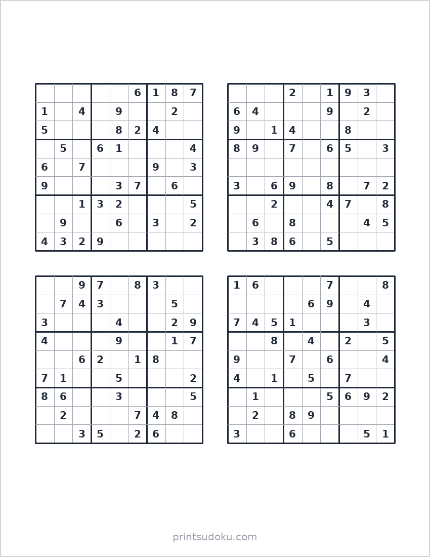 Sudokus fáceis para imprimir (PDF grátis)